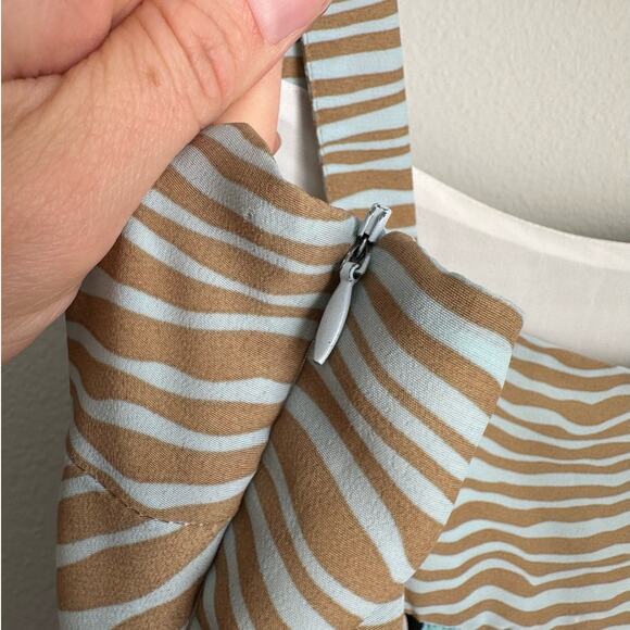 Vintage BCBGMAXAZRIA Y2K Blue Floral & Zebra Print Dress Women's Large - Picture 7 of 9